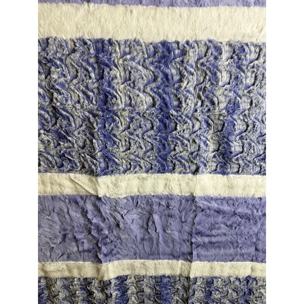 Sew Sweet Minky Designs 76x57 Blanket Purple White Striped Plush Throw USA NEW